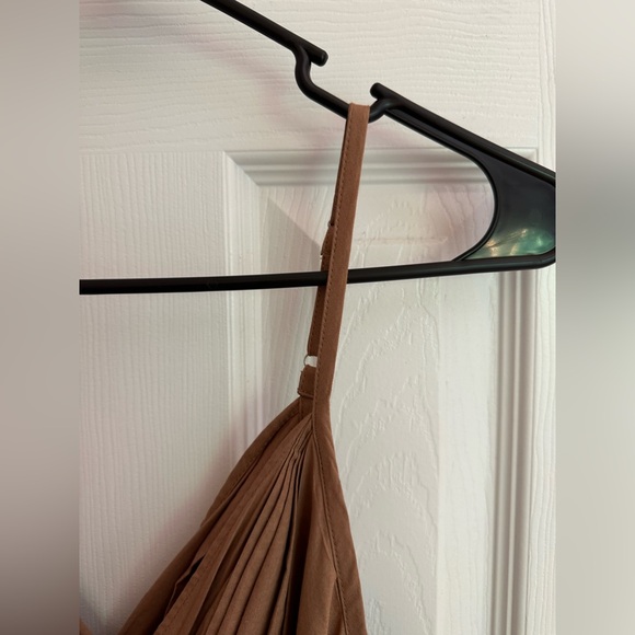 Gap Women’s 12 Petite Midi Tan Dress Pockets 100% Cotton - Picture 6 of 11